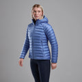 Cornflower Montane Women's Anti-Freeze Hooded Down Jacket Model Front