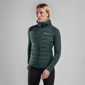 Deep Forest Montane Women's Composite Hooded Down Jacket Model Front