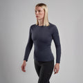 Eclipse Blue Montane Women's Dart Long Sleeve T-Shirt Model Front