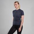 Eclipse Blue Montane Women's Dart Nano Zip T-Shirt Model Front