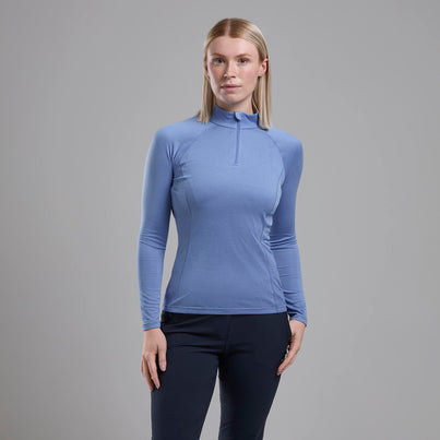 Cornflower Montane Women's Dart Zip Neck T-Shirt Front