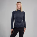 Eclipse Blue Montane Women's Dart Zip Neck T-Shirt Model Front