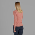 Pink Clay Montane Women's Dart Zip Neck T-Shirt Model Back FDRZIPCL
