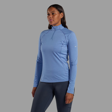 Cornflower Montane Women's Dart XT Thermal Zip Neck T-Shirt Front