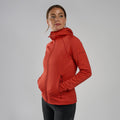 Saffron Red Montane Women's Fury Hooded Fleece Jacket Model 3