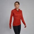 Saffron Red Montane Women's Protium Lite Hooded Fleece Jacket Model Front