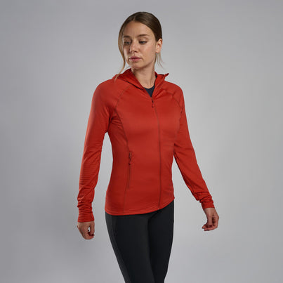 Saffron Red Montane Women's Protium Lite Hooded Fleece Jacket Front