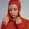 Saffron Red Montane Women's Protium Lite Hooded Fleece Jacket Model 4