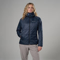 Eclipse Blue Montane Women's Prism Hooded Insulated Jacket Model Front