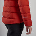 Saffron Red Montane Women's Resolve XT Hooded Down Jacket Model 4