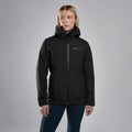 Black Montane Women's Solution Waterproof Jacket Model Front