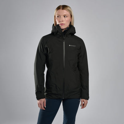 Black Montane Women's Solution Waterproof Jacket Front