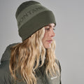 Moss Montane Logo Cuffed Beanie Model Front HLCBEMOS