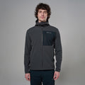Midnight Grey Montane Men's Dura Hooded Fleece Jacket Model Front MDURHMNG