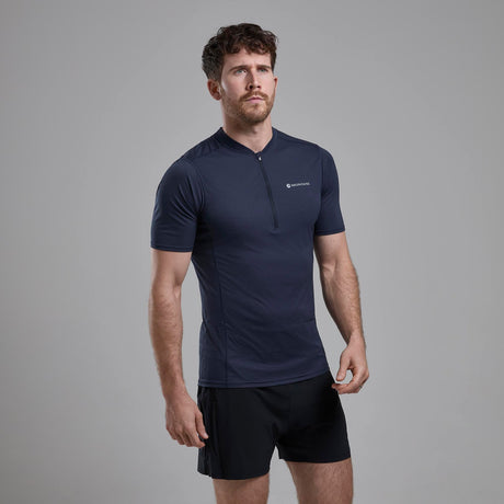 Eclipse Blue Montane Men's Dart Nano Zip T-Shirt Front