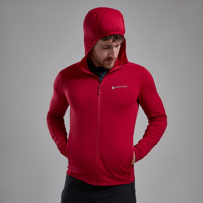 Acer Red Montane Men's Protium Lite Hooded Fleece Jacket Front