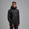 Black Montane Men's Solution Waterproof Jacket Model Front