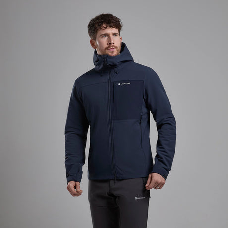 Eclipse Blue Montane Men's Tenacity XT Hooded Softshell Jacket Front MTEXHECL