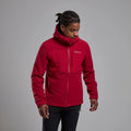 Acer Red Montane Men's Windjammer XPD Hooded Softshell Jacket Model Front